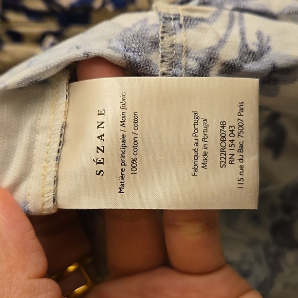 Sezane Soledad Floral Long Sleeve Dress - Blue and Cream - Picture 14 of 15